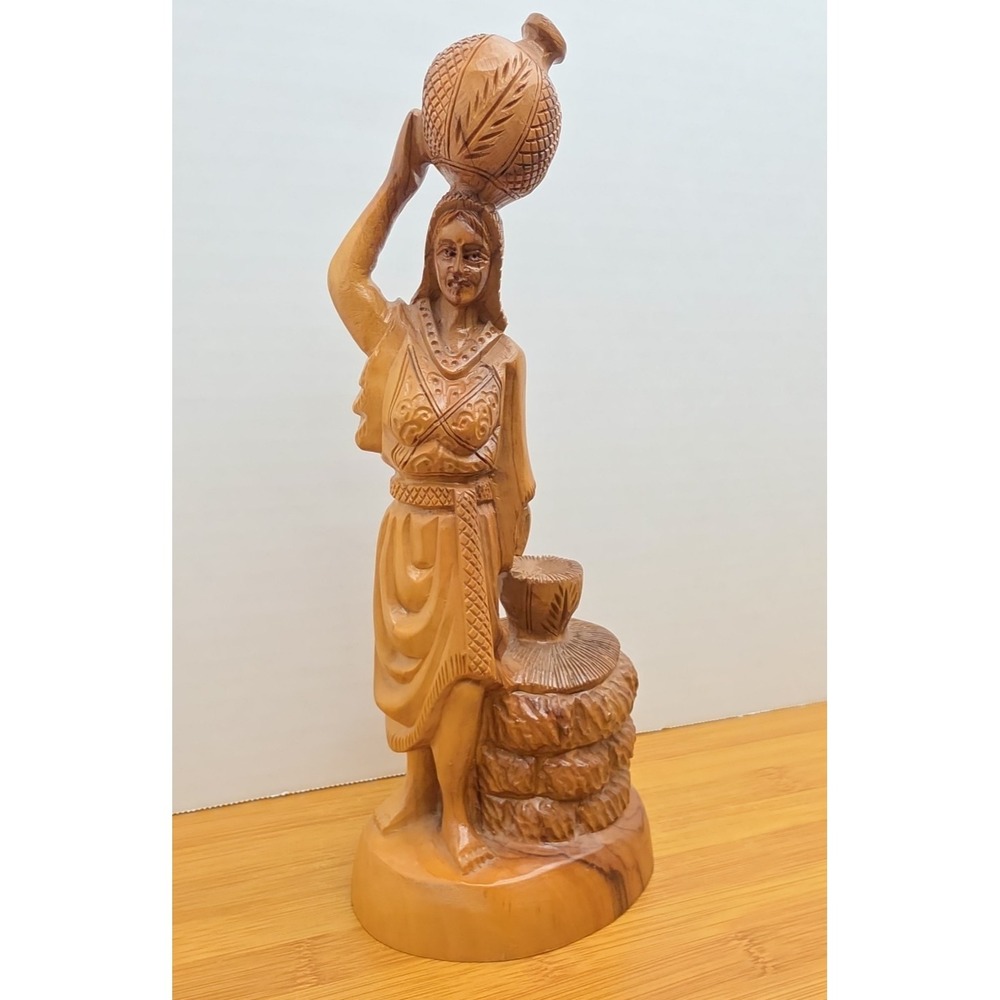 The Samaritan Woman at the Well‎ - Olive Wood Hand Carved Sculpture Jeruselam